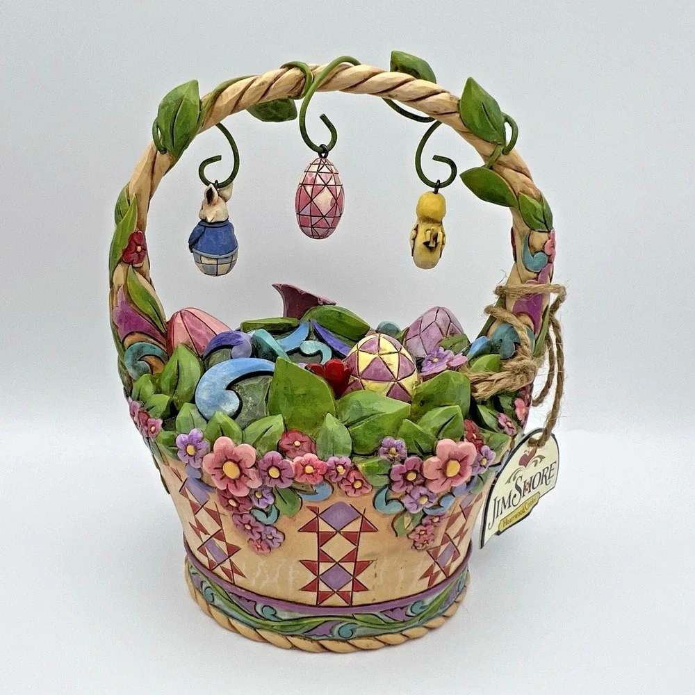 Jim Shore Heartwood Creek Be Open to Miracles Easter Basket with Ornaments